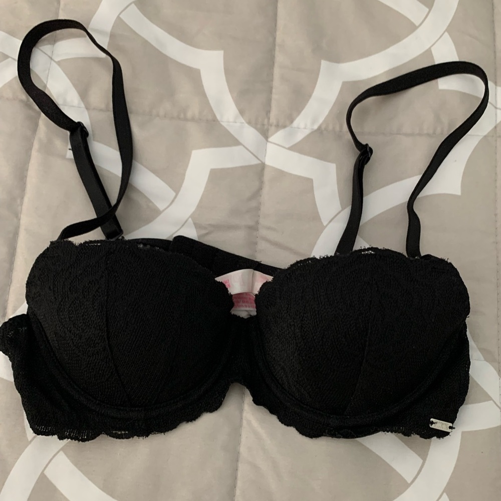 Pink by Victoria’s Secret black lace date push up bra 32A